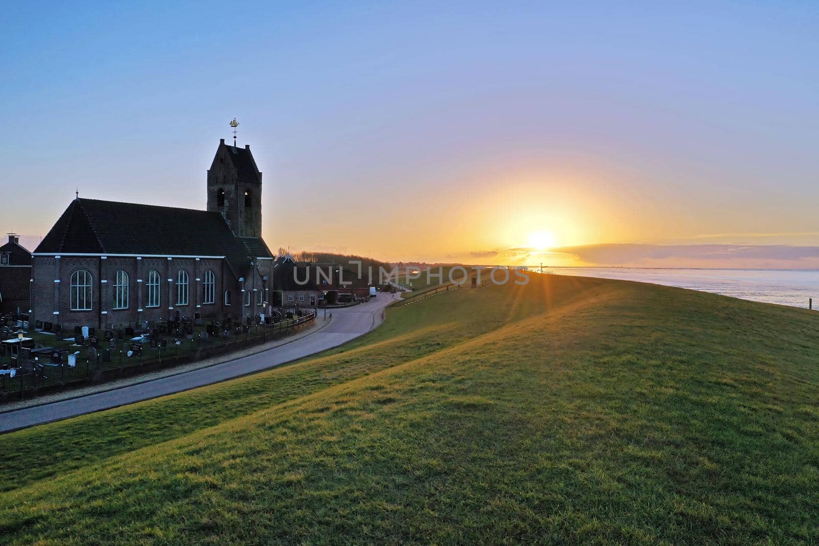 Church from Wierum at sunset in Friesland the Netherlands