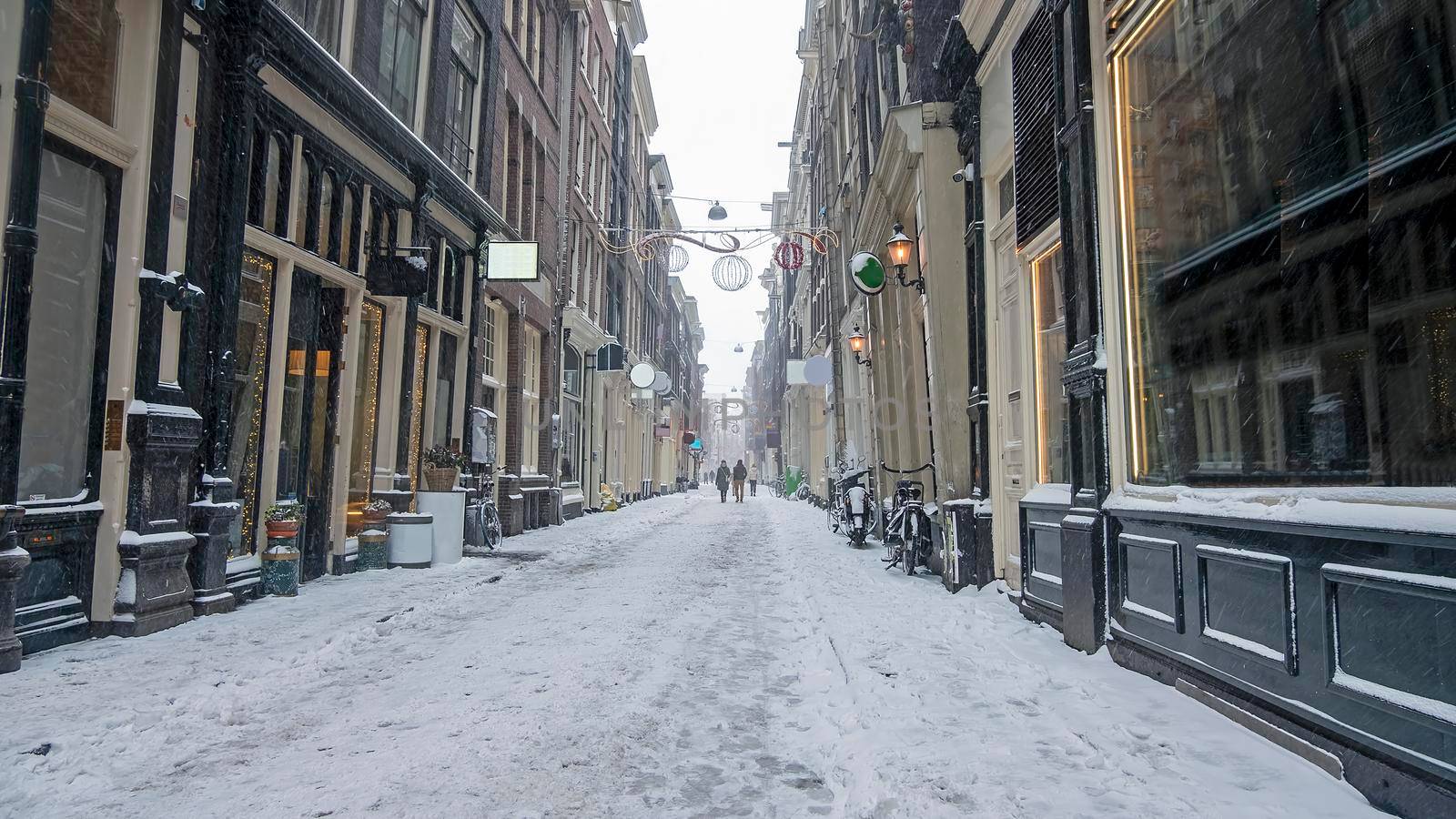 Snowy red light district in Amsterdam the Netherlands by devy