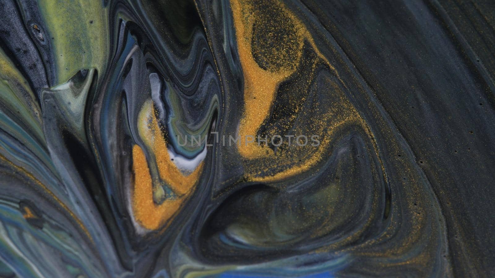 Abstract colorful background of spreading colors. Abstract dark paint background. Acrylic texture with marble pattern. Abstract-ART. Natural luxury. The style includes the vortices of marble or the ripples. Very beautiful black, red, gray paint with the addition of gold powder.