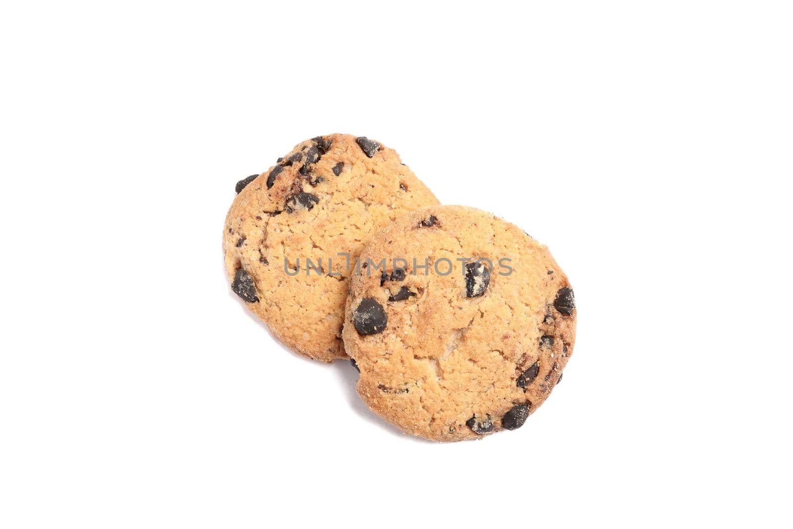 Delicious chocolate chip cookies on white background by AtlasCompany