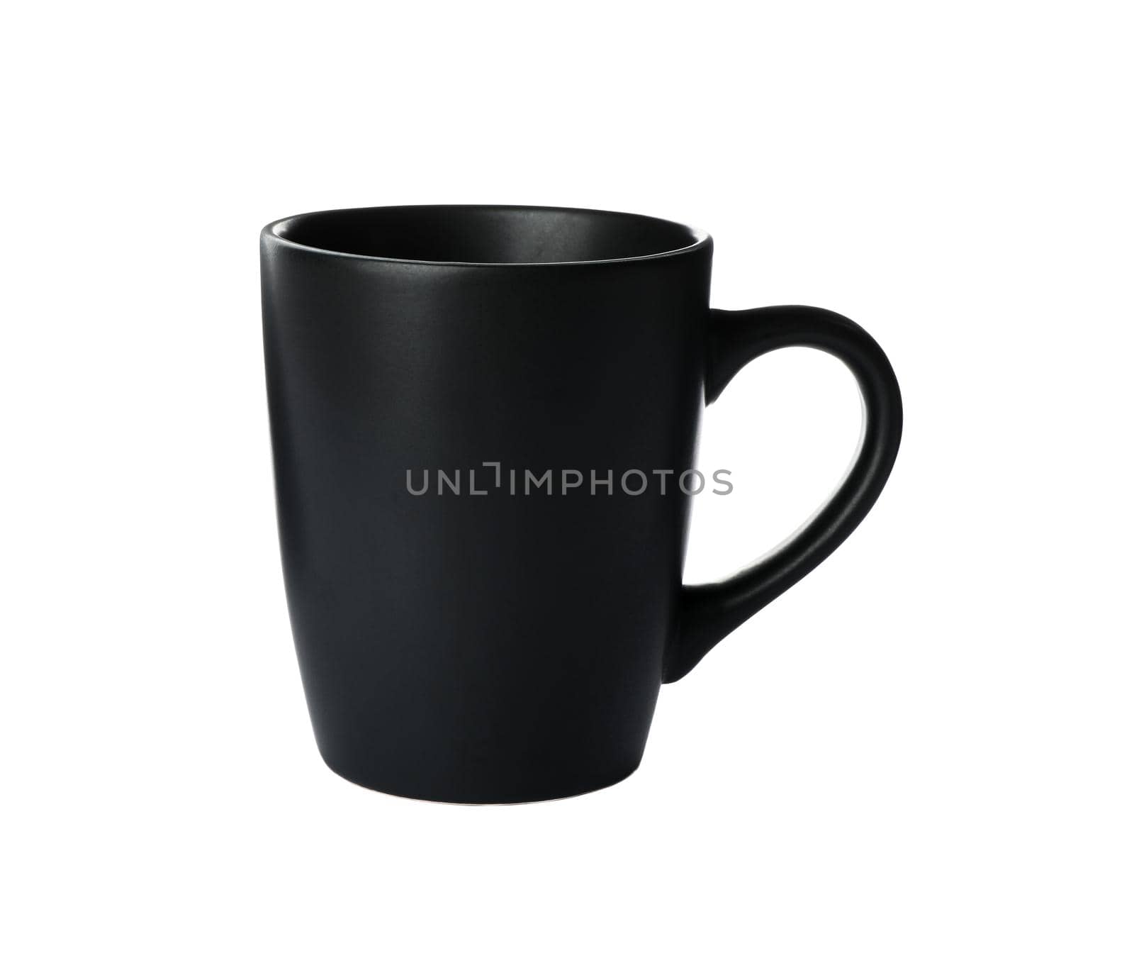 Empty black cup isolated on white background