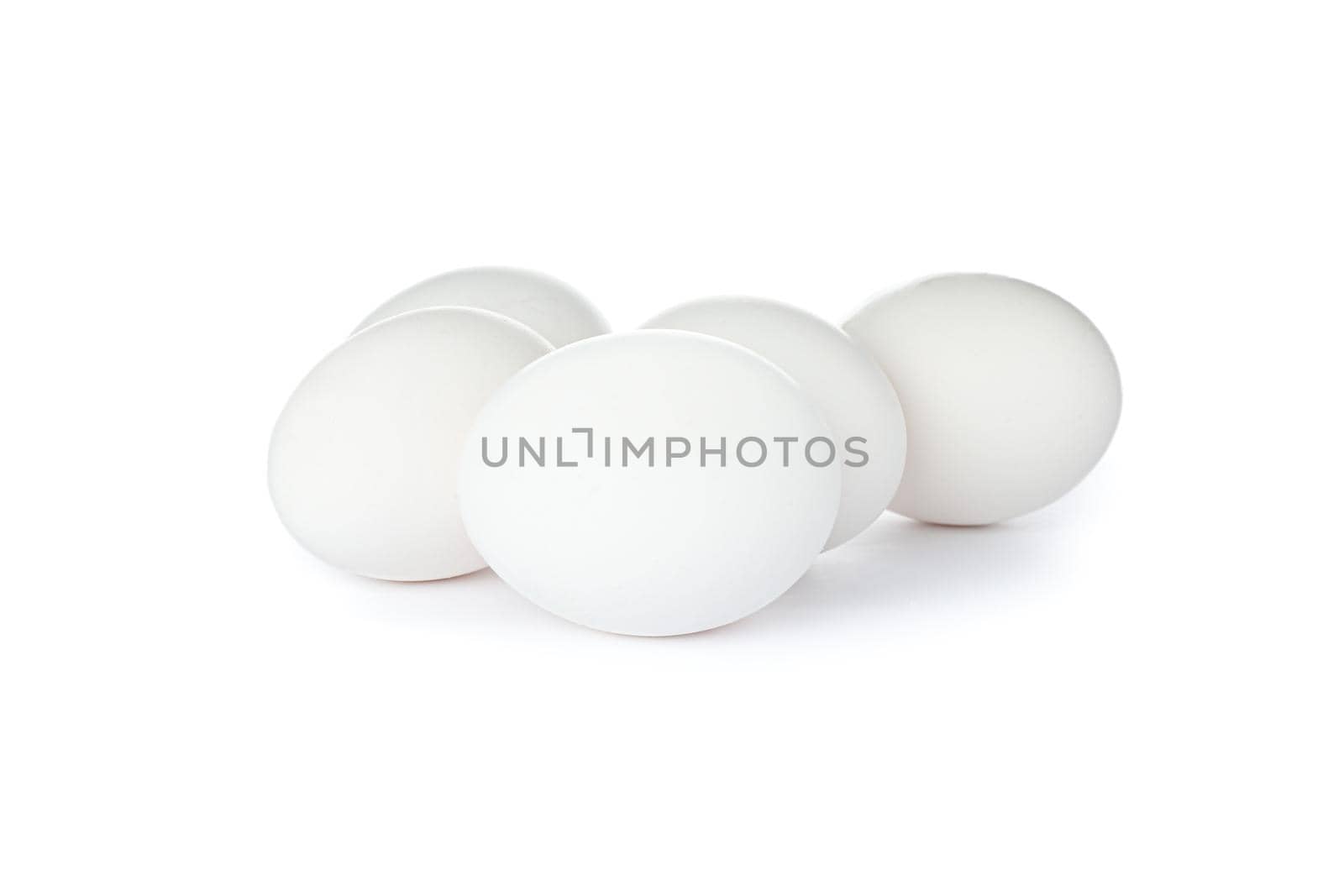 White chicken eggs isolated on white background by AtlasCompany