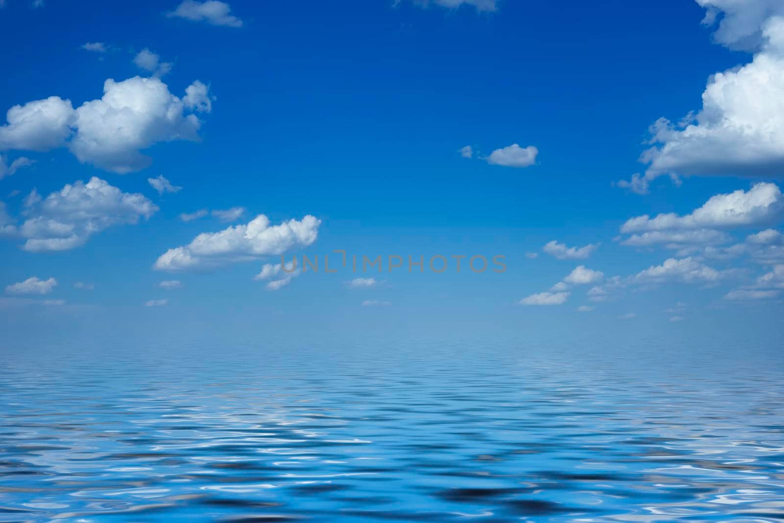 Background with seascape under blue sky with clouds