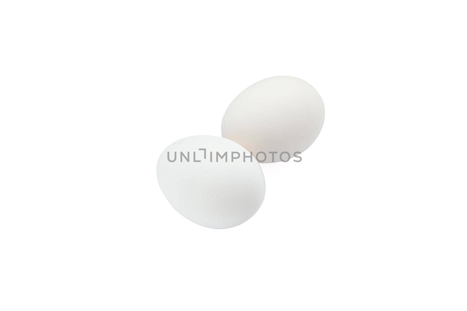 White chicken eggs isolated on white background