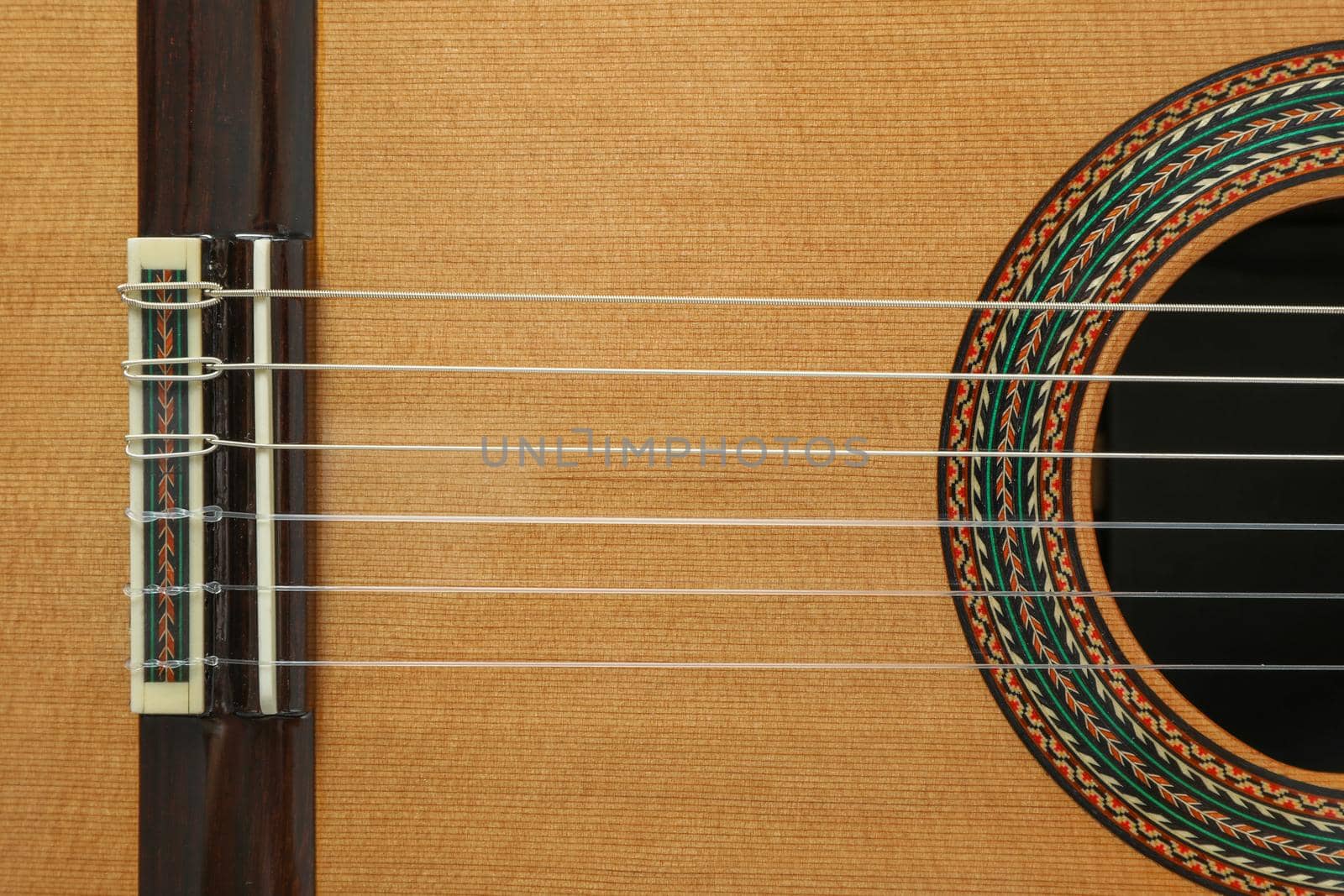 Beautiful classic guitar body as background, closeup