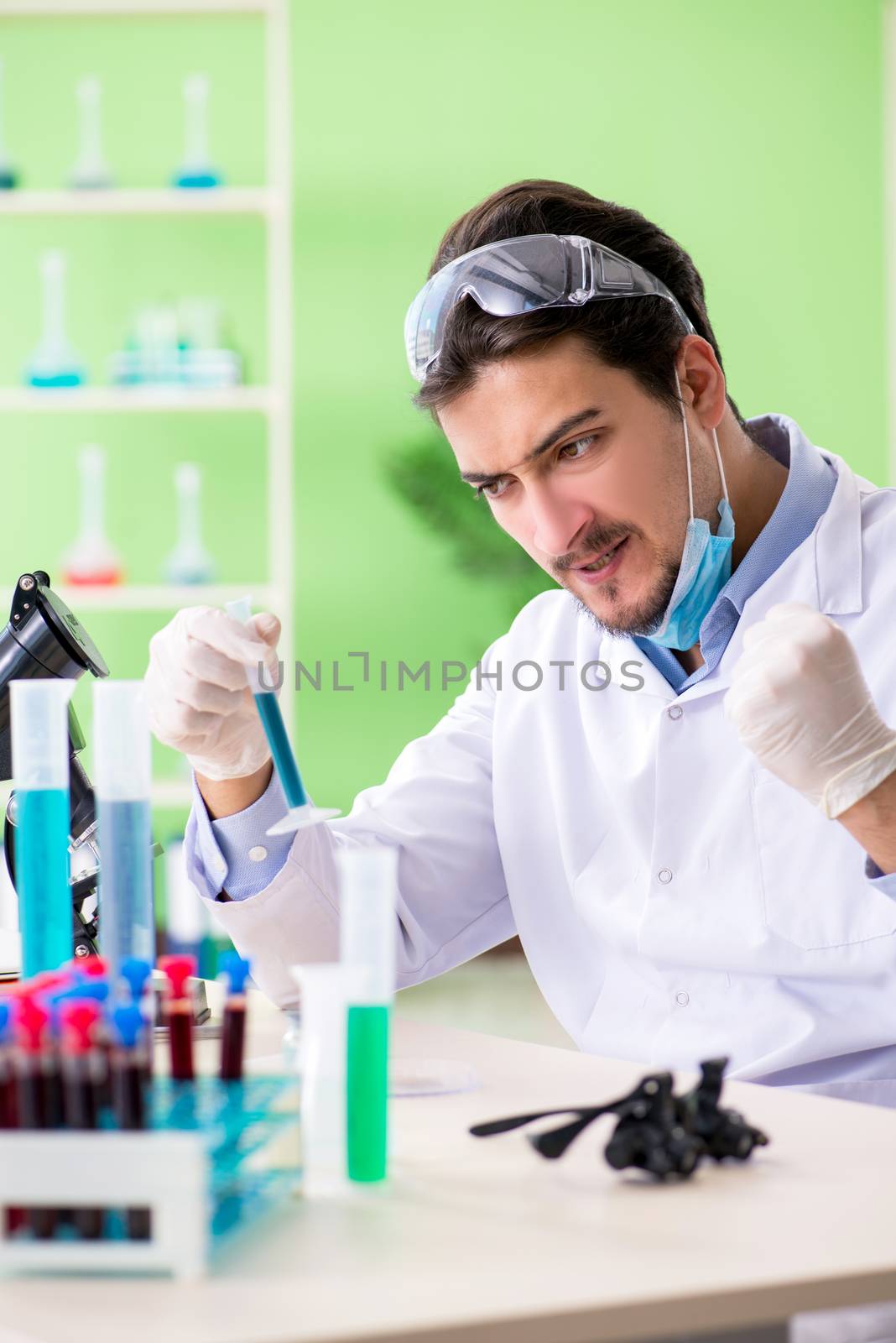 Man chemist working in the lab
