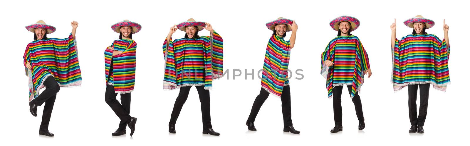 Handsome man in vivid poncho isolated on white by Elnur