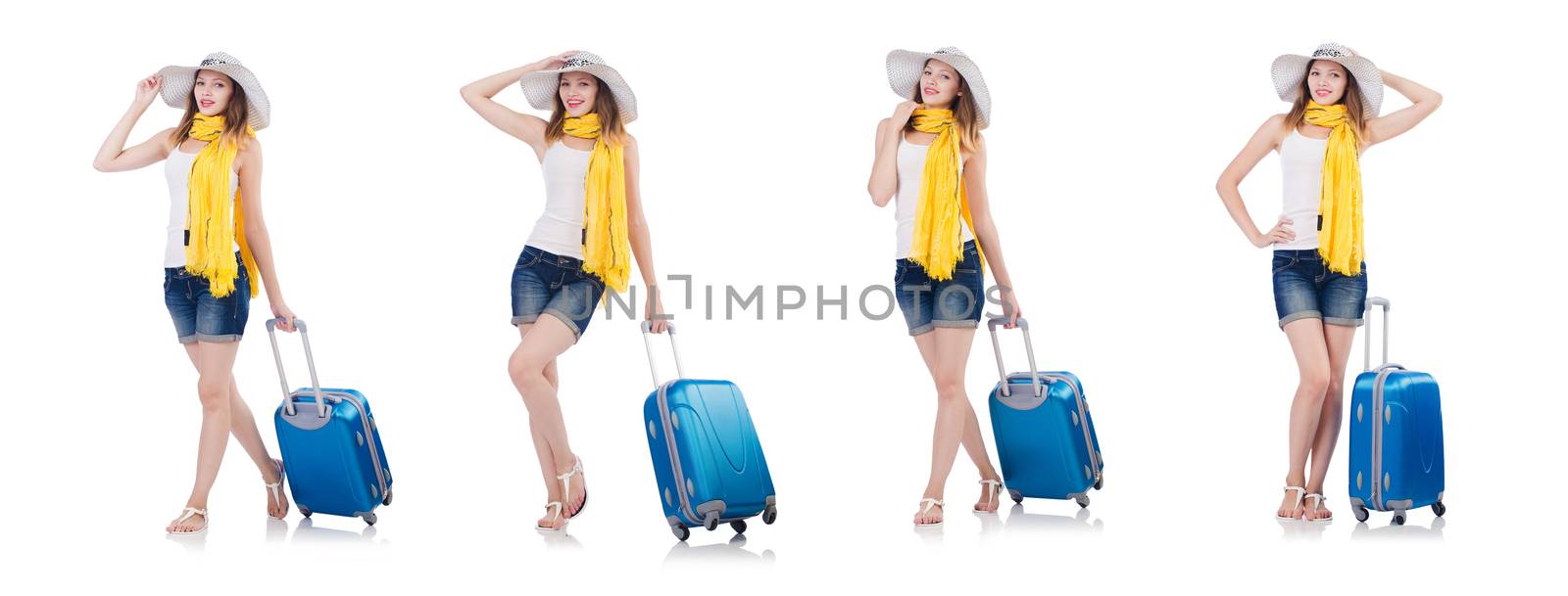 Woman going to summer vacation isolated on white by Elnur