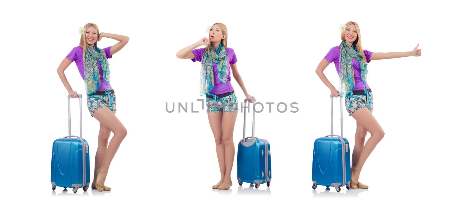 Woman preparing for travel on summer vacation by Elnur