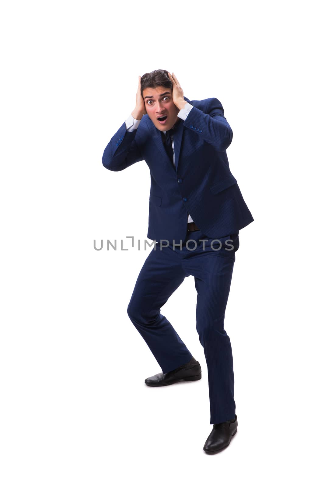 Young businessman isolated on white background 