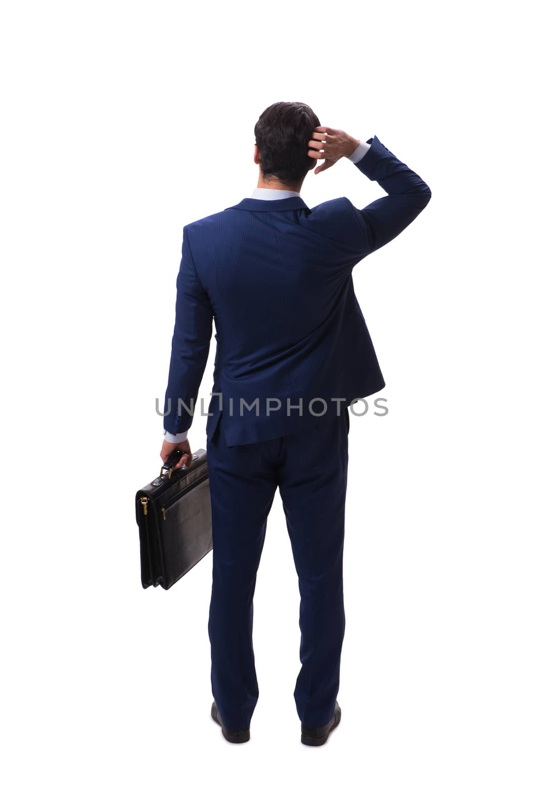 Young businessman isolated on white background 