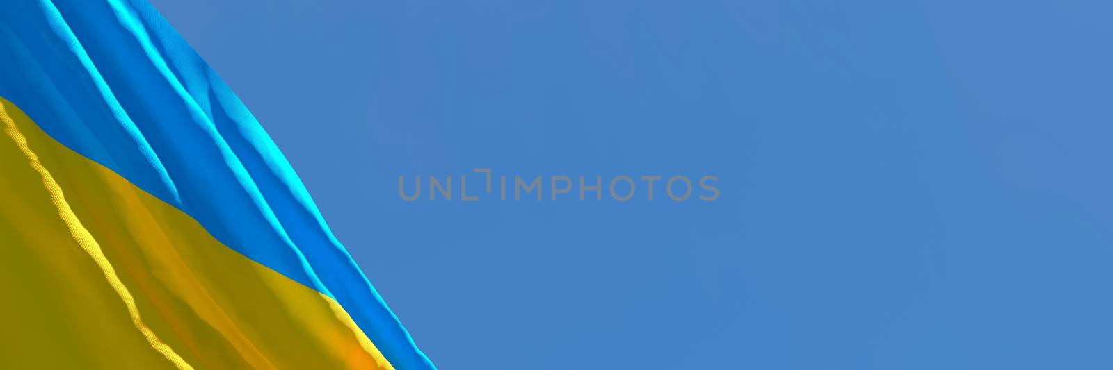 3D rendering of the national flag of Ukraine waving in the wind by butenkow