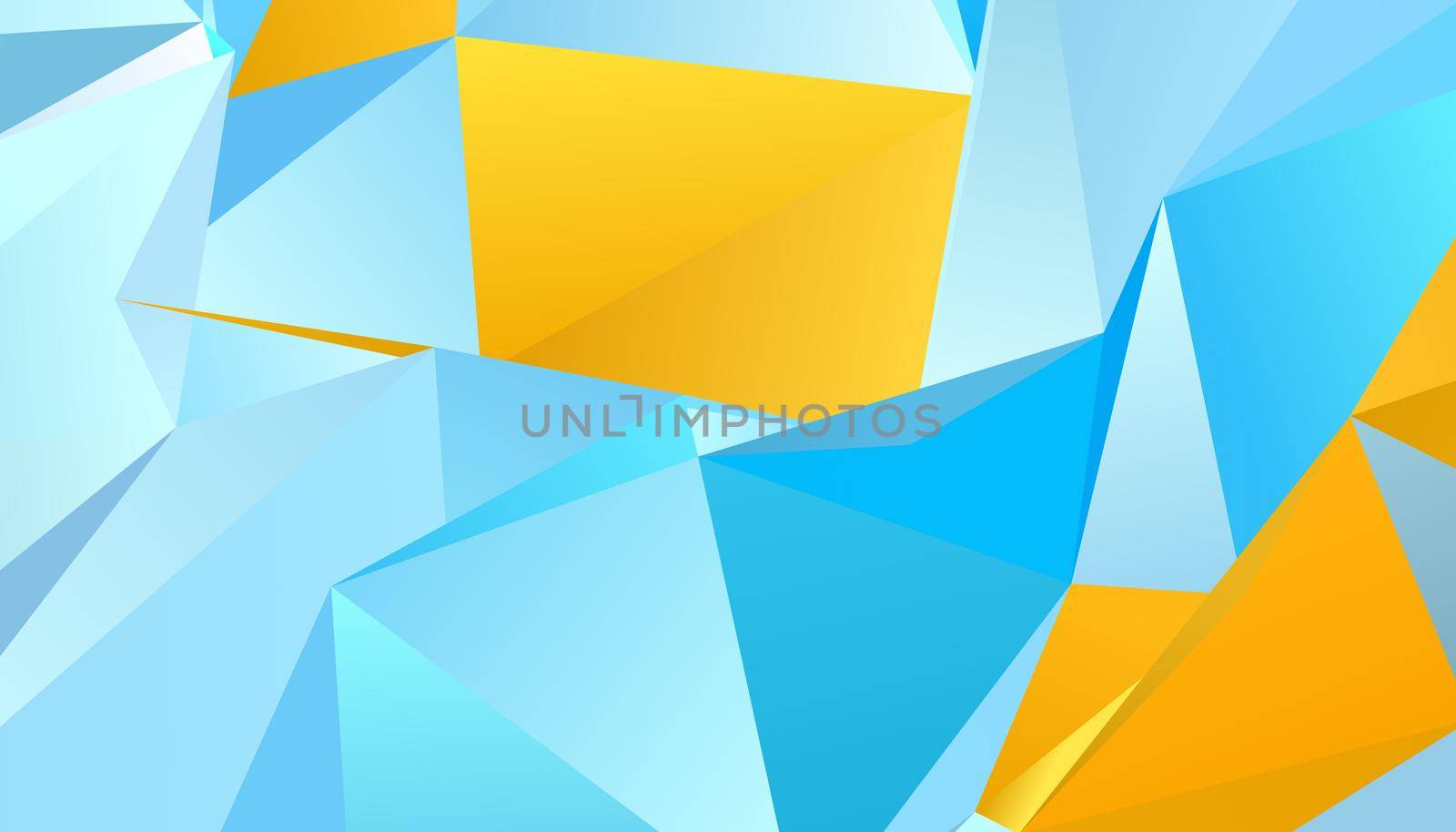 Abstract blue and orange triangle background, low poly 3D illustration, geometric polygon pattern