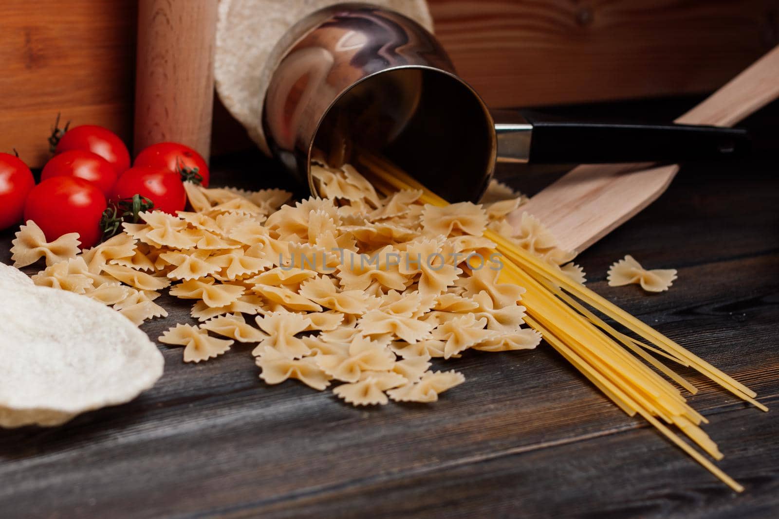 cherry tomatoes italian pasta cuisine ingredients cooking. High quality photo