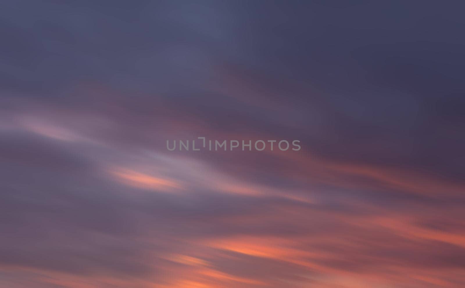 Blurred nature background. Smooth relax landscape. Abstract sunset sky with motion blurred clouds