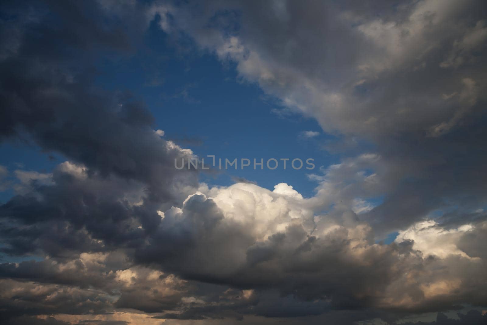 Dramatic sky with stormy clouds. Nature background