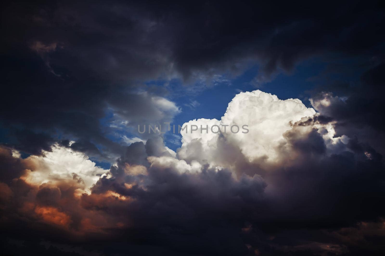 Dramatic sky with stormy clouds. Nature background