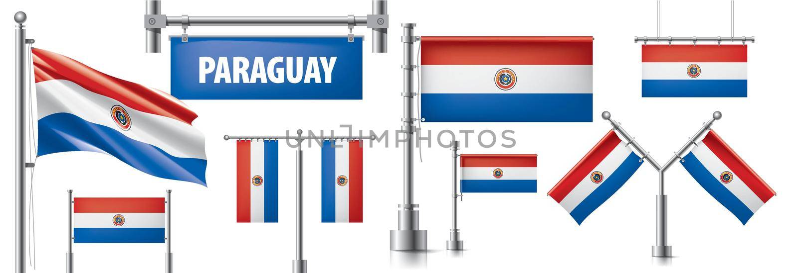 Vector set of the national flag of Paraguay in various creative designs.