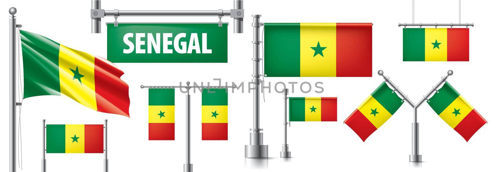 Vector set of the national flag of Senegal in various creative designs by butenkow