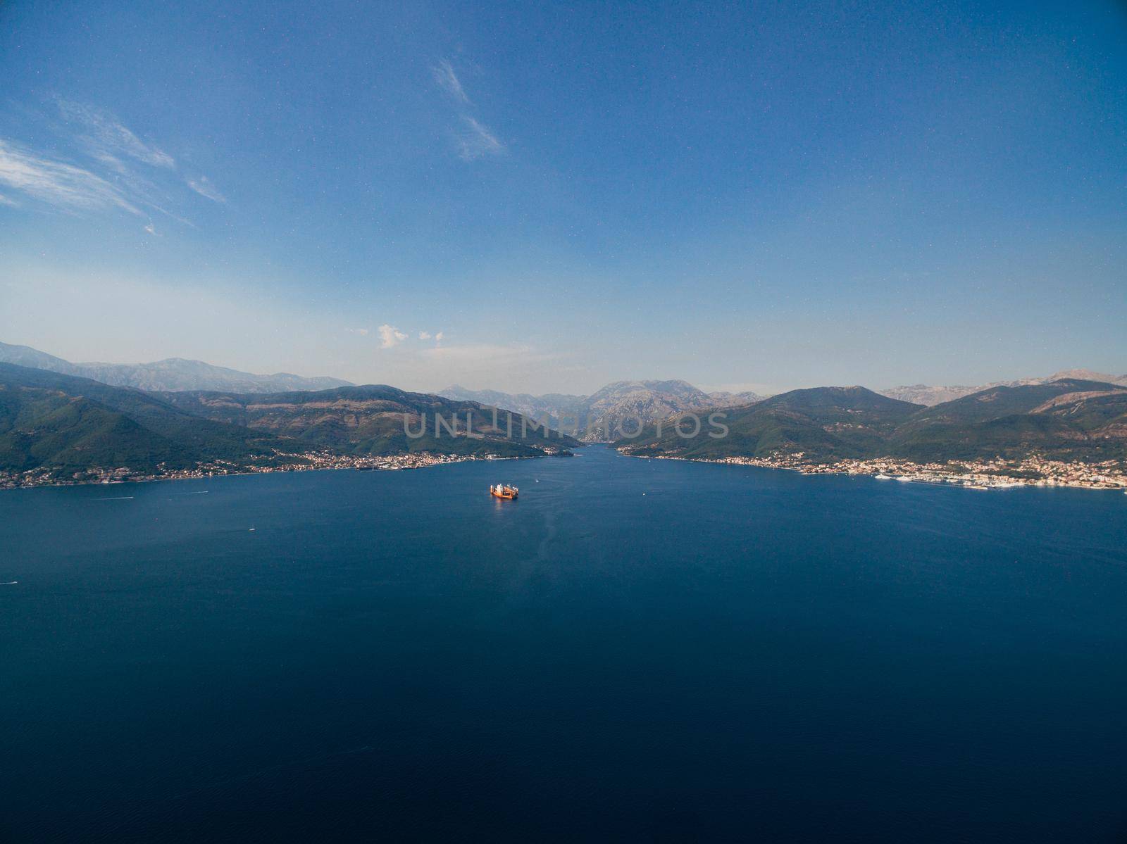 Lichterov, wet dock - repair large floating dock in the sea, in the Gulf of Kotor in Montenegro, near the Lustica Peninsula