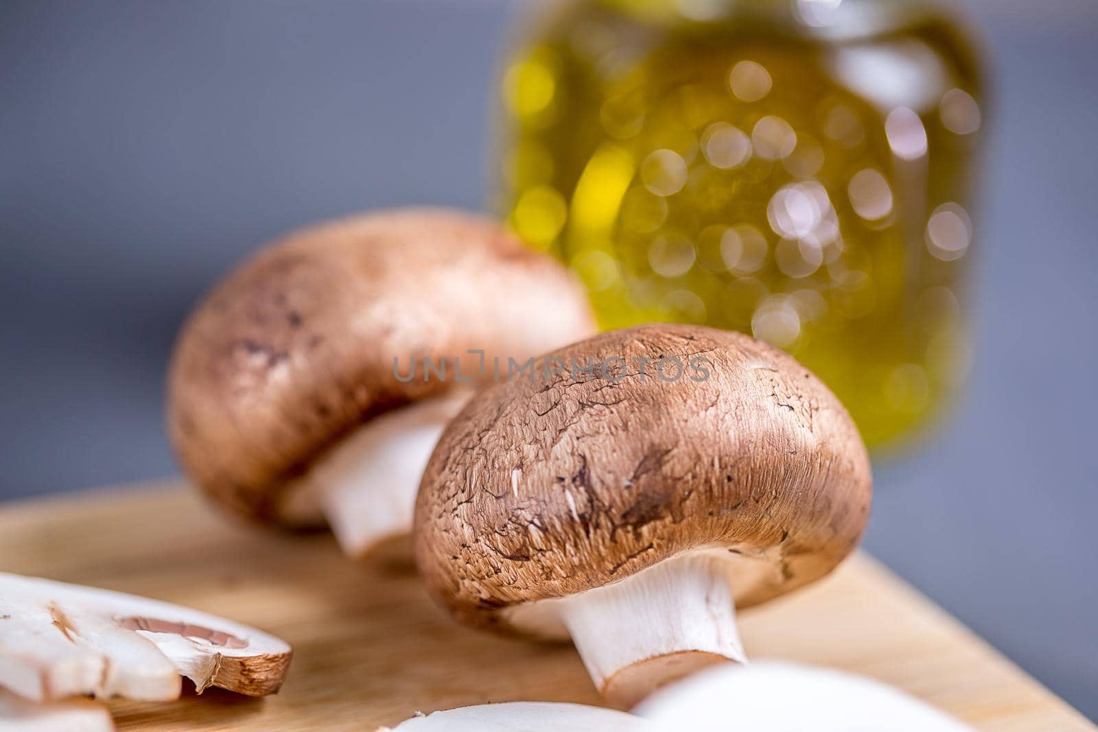 Close-up of edible mushroom Royal champignons on a cutting board. by galinasharapova