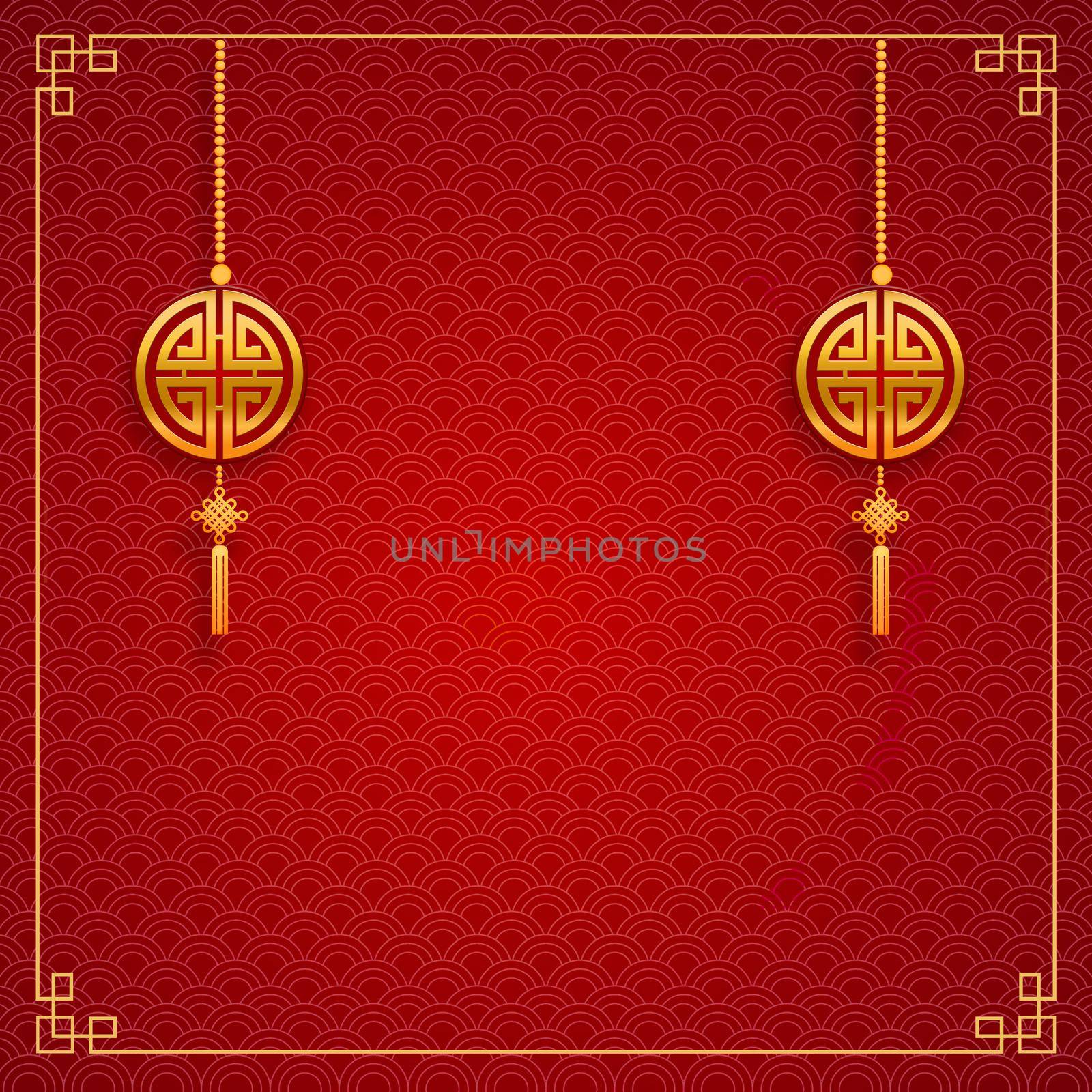 Happy Chinese new year card. Red background with traditional asian . Chinese mean Happy New Year, wealthy, Zodiac sign for greetings card, flyers, invitation, posters, brochure, banners, calendar. by thanumporn