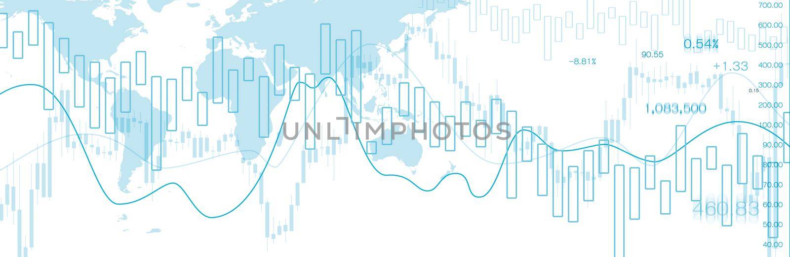 Stock market graph or forex trading chart for business and financial concepts. Abstract finance background investment or Economic trends business idea. Stock market data. illustration. by thanumporn