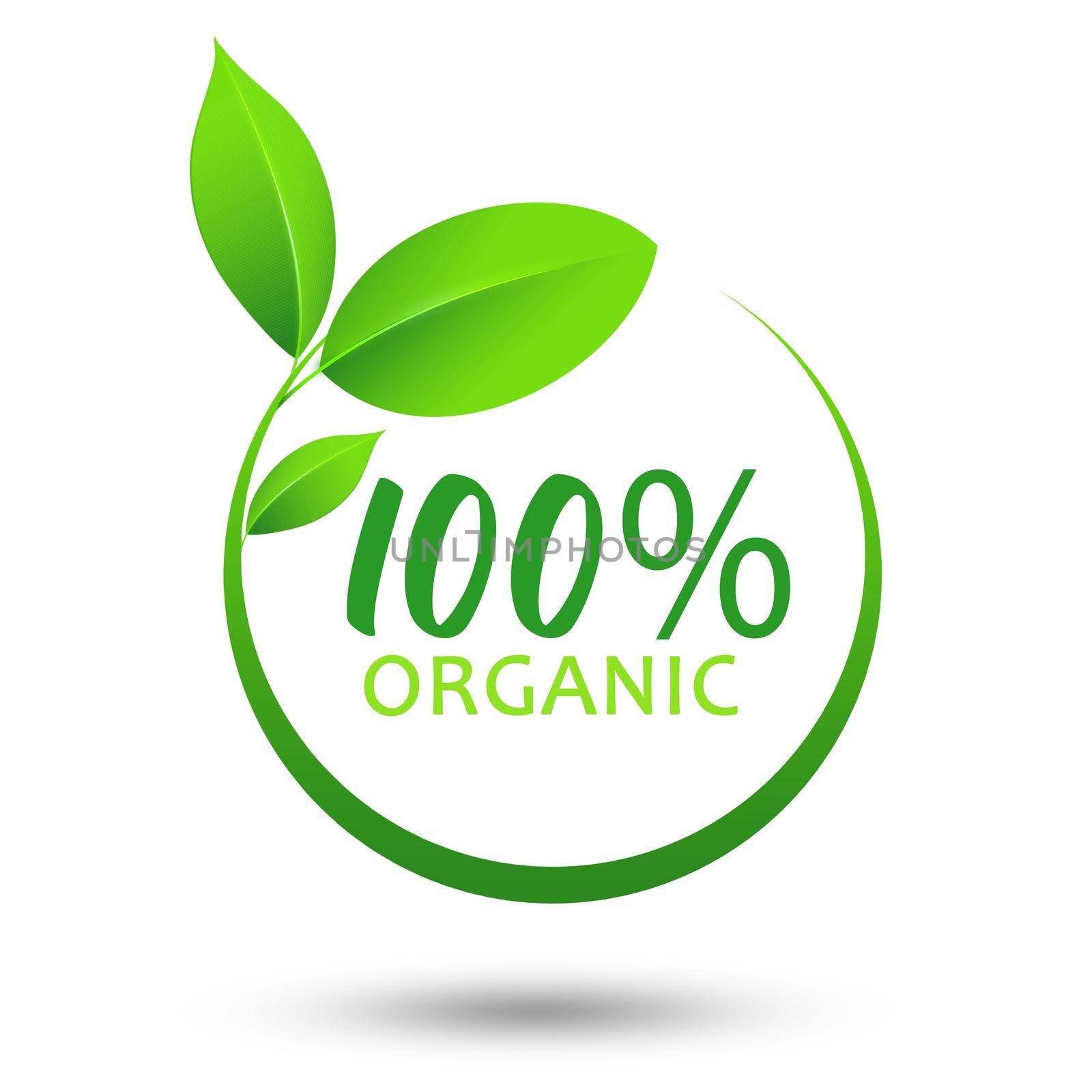 100% organic logo design isolated on white background.illustration