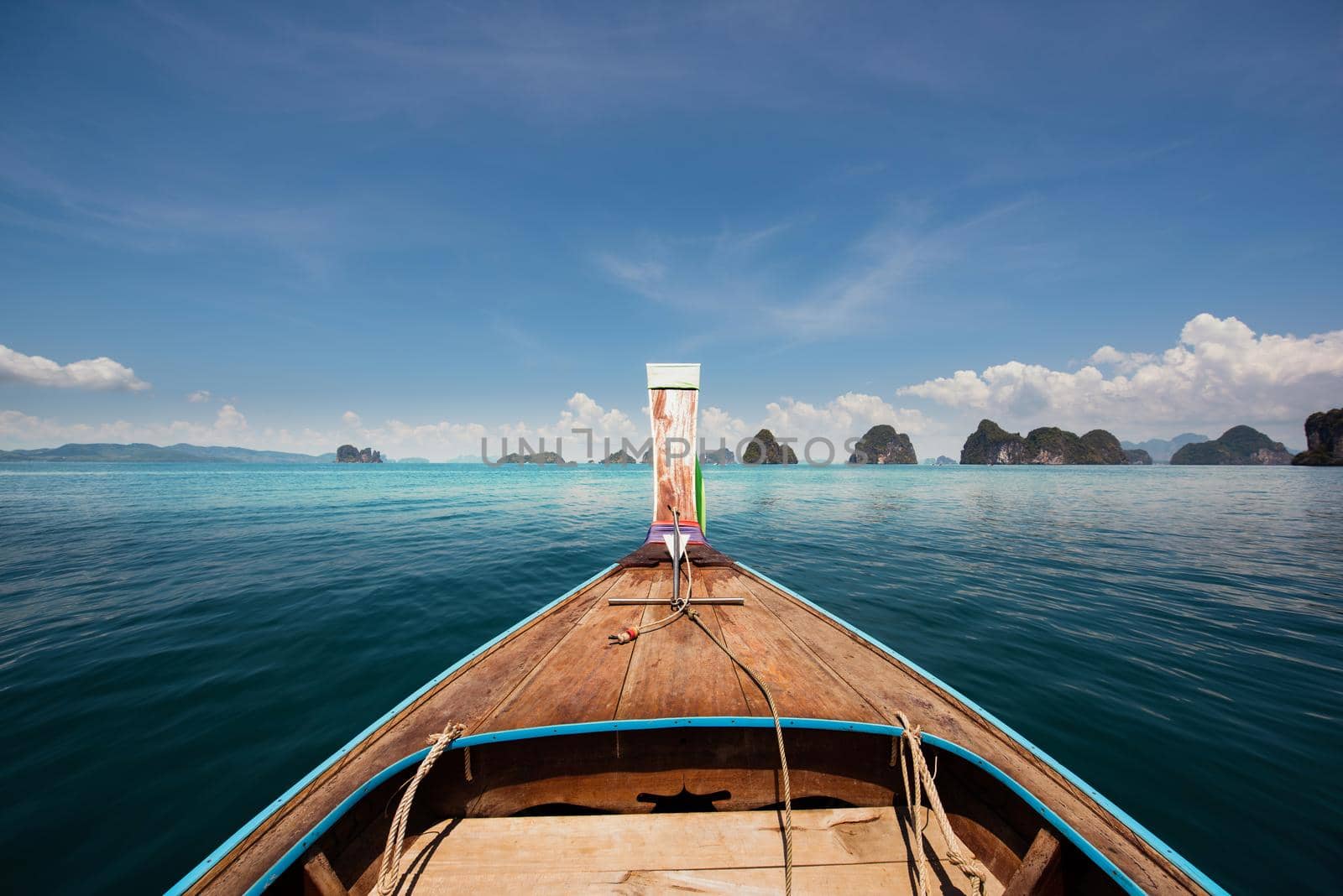 A long tail boat bow with in Krabi, ​​Thailand. by thanumporn