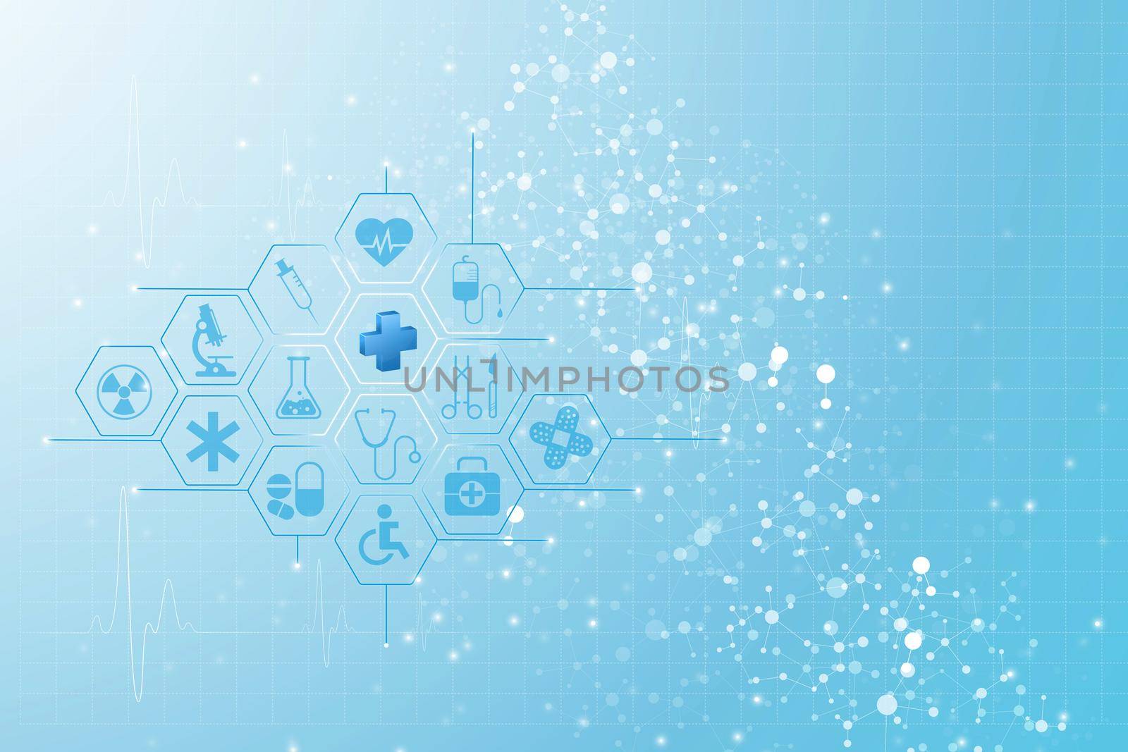 Health care icon pattern medical innovation concept background design. illustration by thanumporn