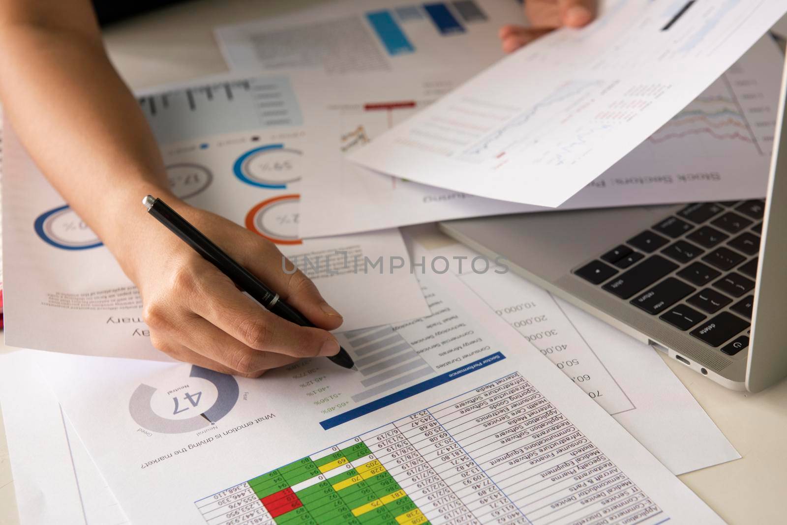 Businessman analyzing investment charts with laptop. Accounting and Business concept