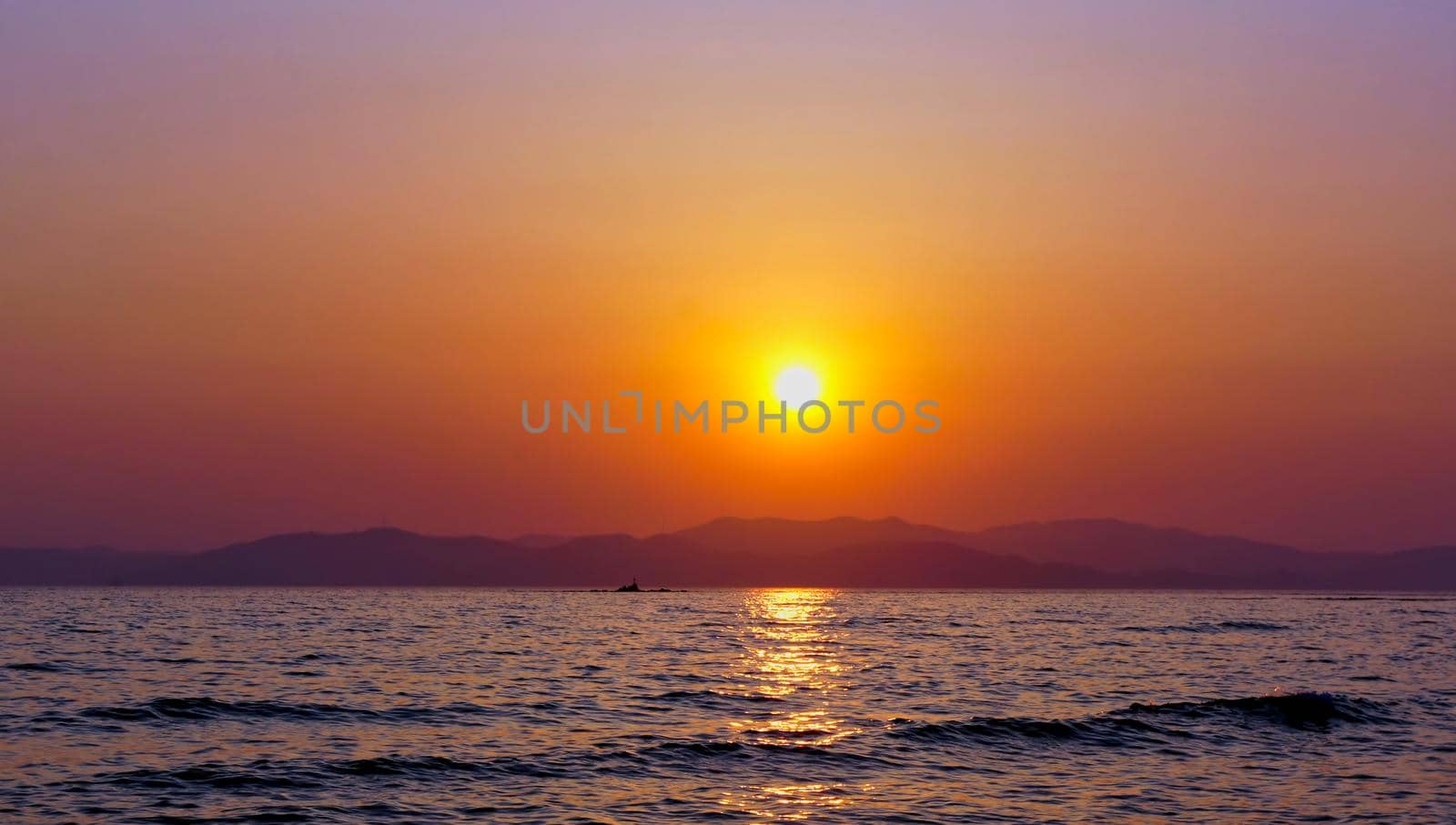 Seascape with beautiful sunset over the sea.