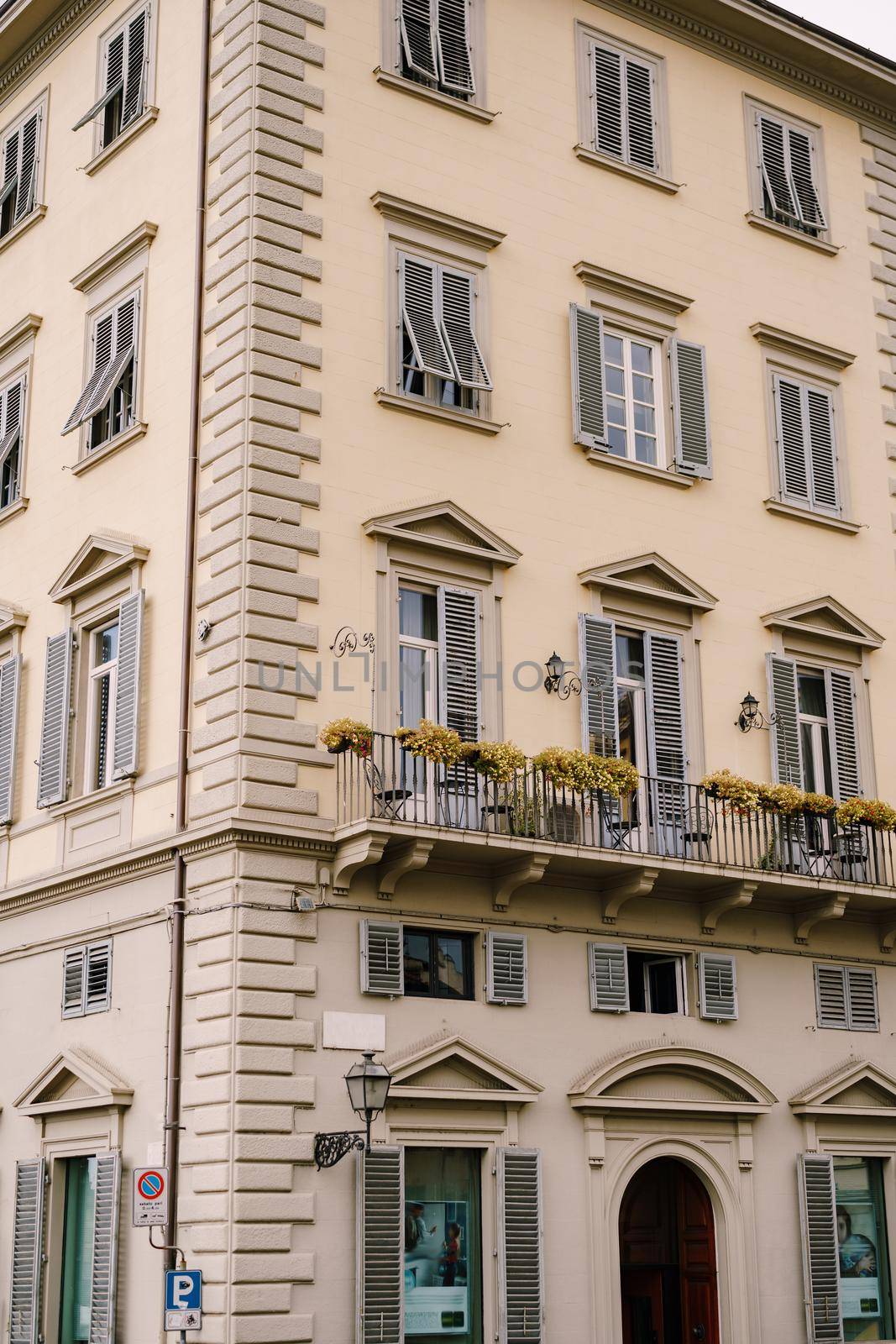 The facade of a building in Florence, Italy