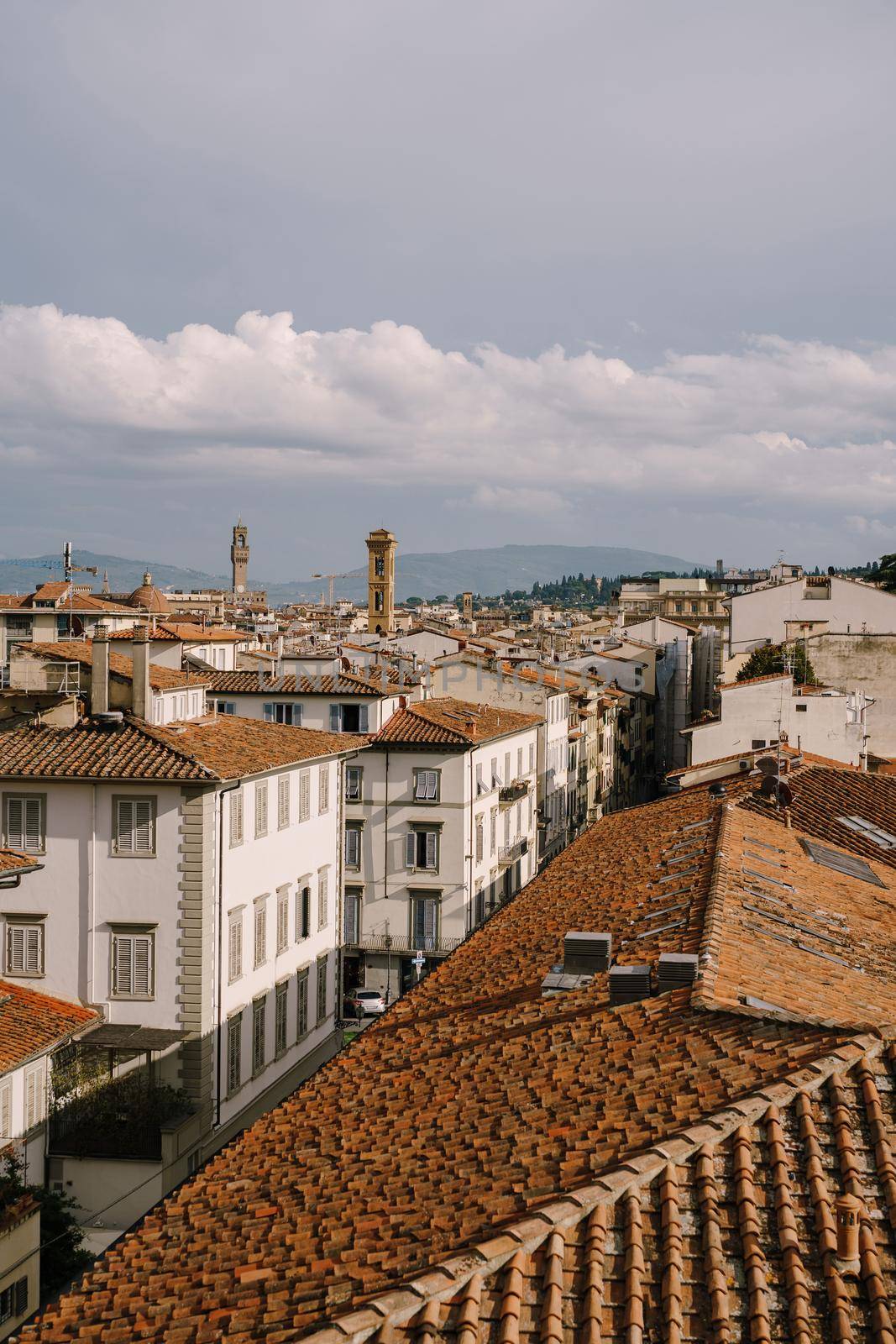 Cityscape view of Florence, Italy, on dome of the Palazzo Vecchio