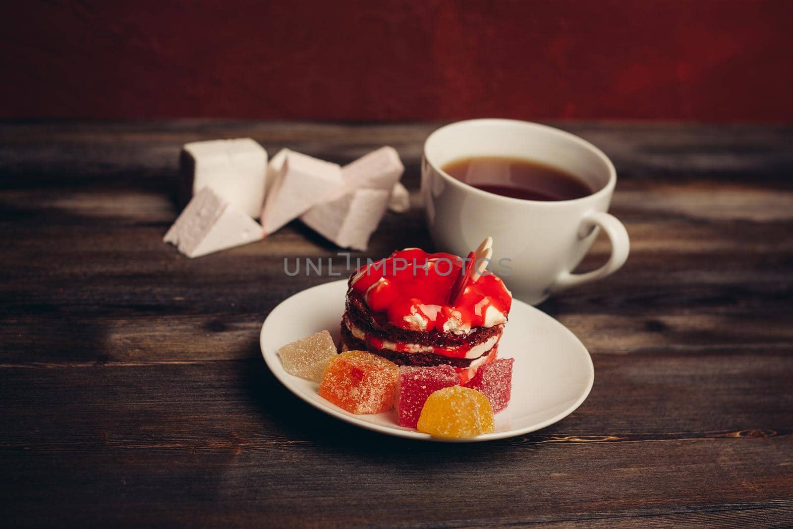 cake red Velvet marmalade sweets dessert for tea. High quality photo
