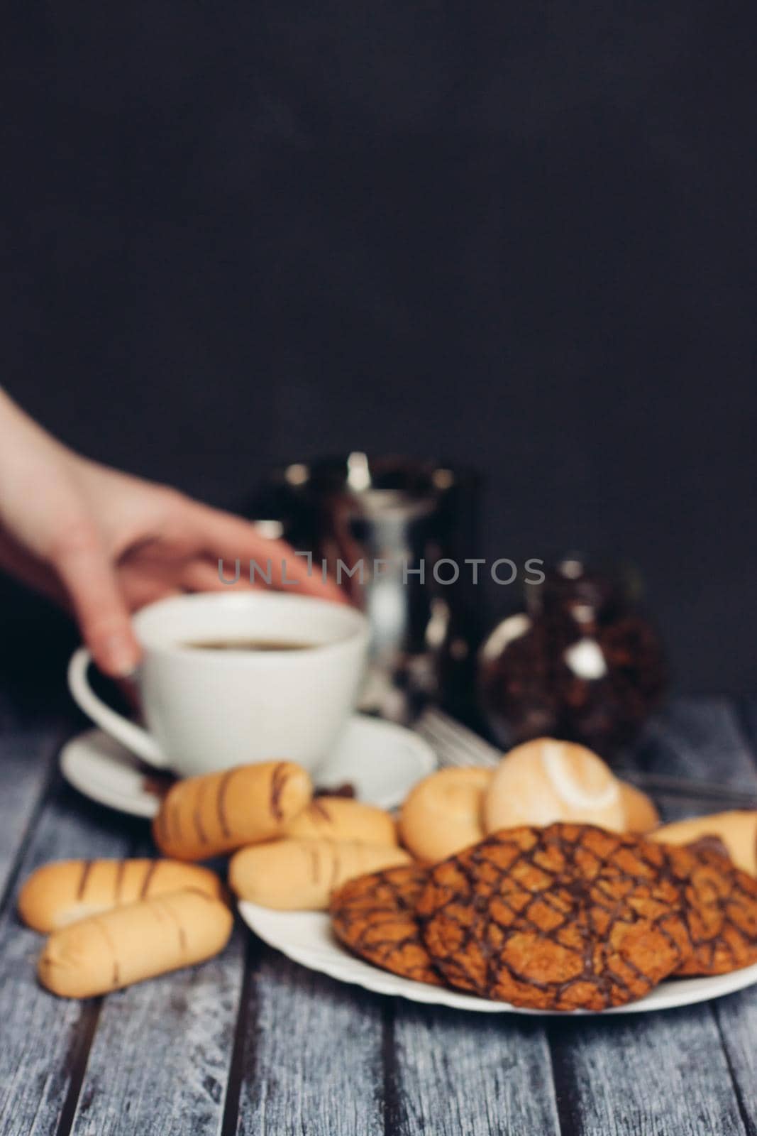 cookies on a plate sweets tea party breakfast dessert. High quality photo