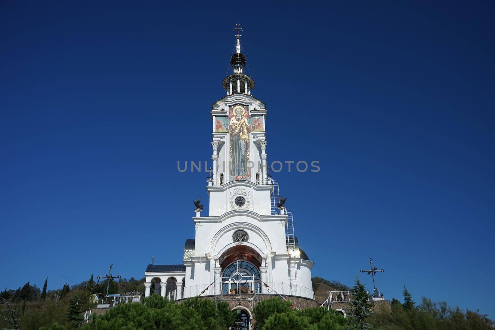 Malorechenskoe, Crimea.. Attraction of the Crimea-the Church-lighthouse of St. Nicholas