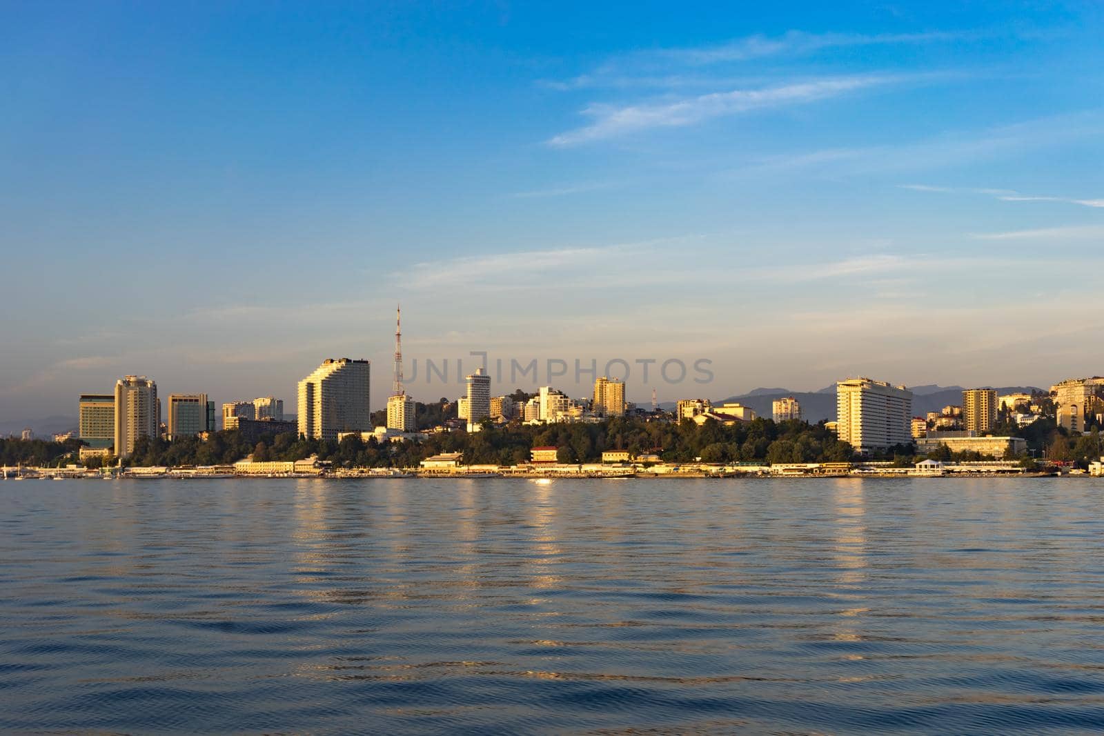 Sochi, Russia. Urban landscape with a view of the city from the sea.