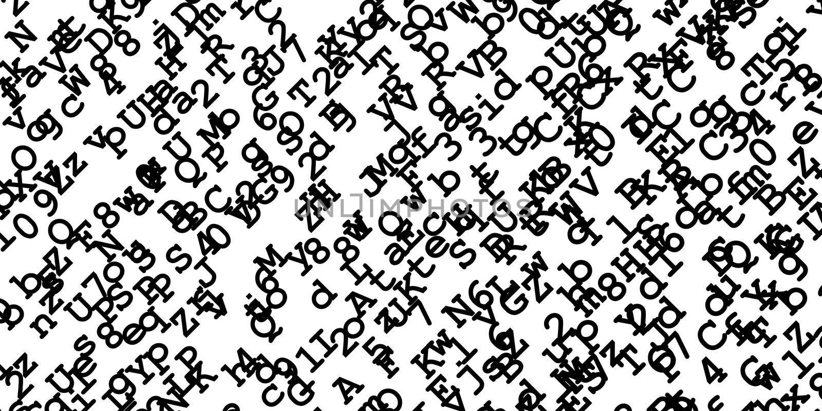 Random black digits and letters on white background by dutourdumonde