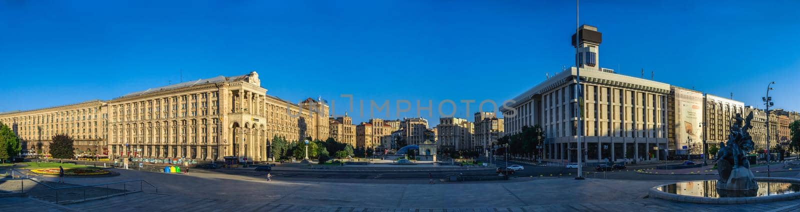 Kyiv, Ukraine 07.11.2020. Maidan Nazalezhnosti or Independence Square in Kyiv, Ukraine, on a sunny summer morning