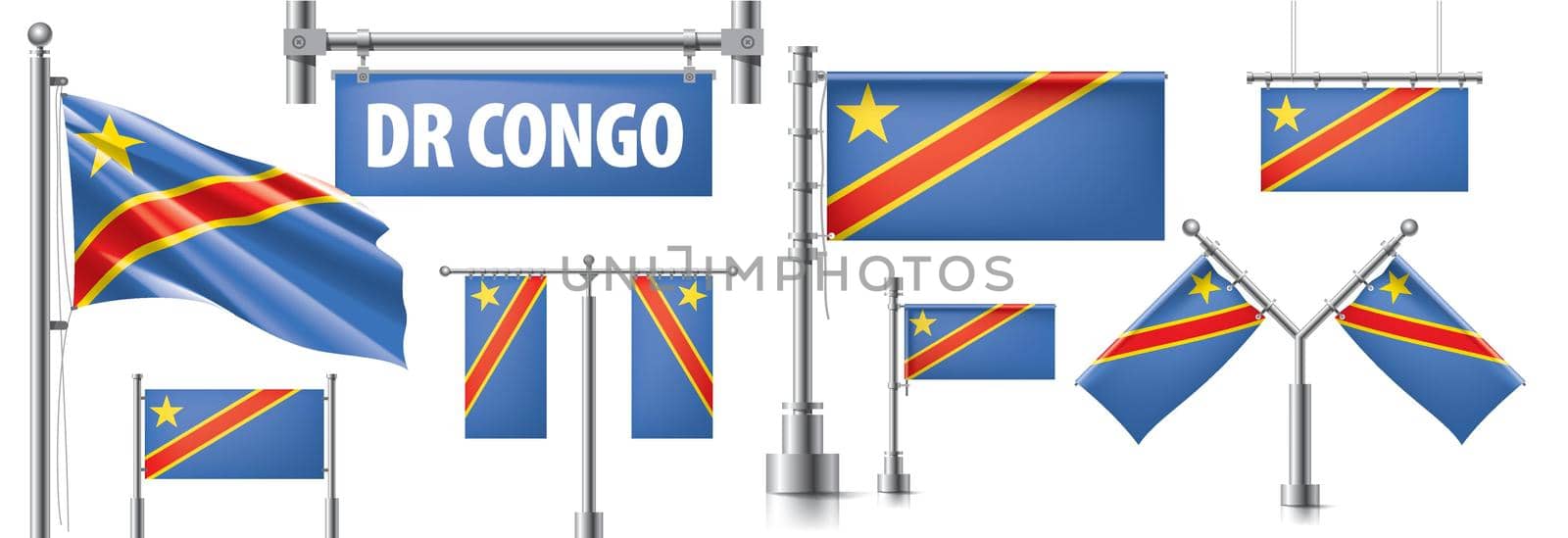 Vector set of the national flag of Democratic Republic of the Congo by butenkow