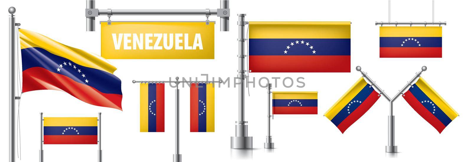 Vector set of the national flag of Venezuela in various creative designs.