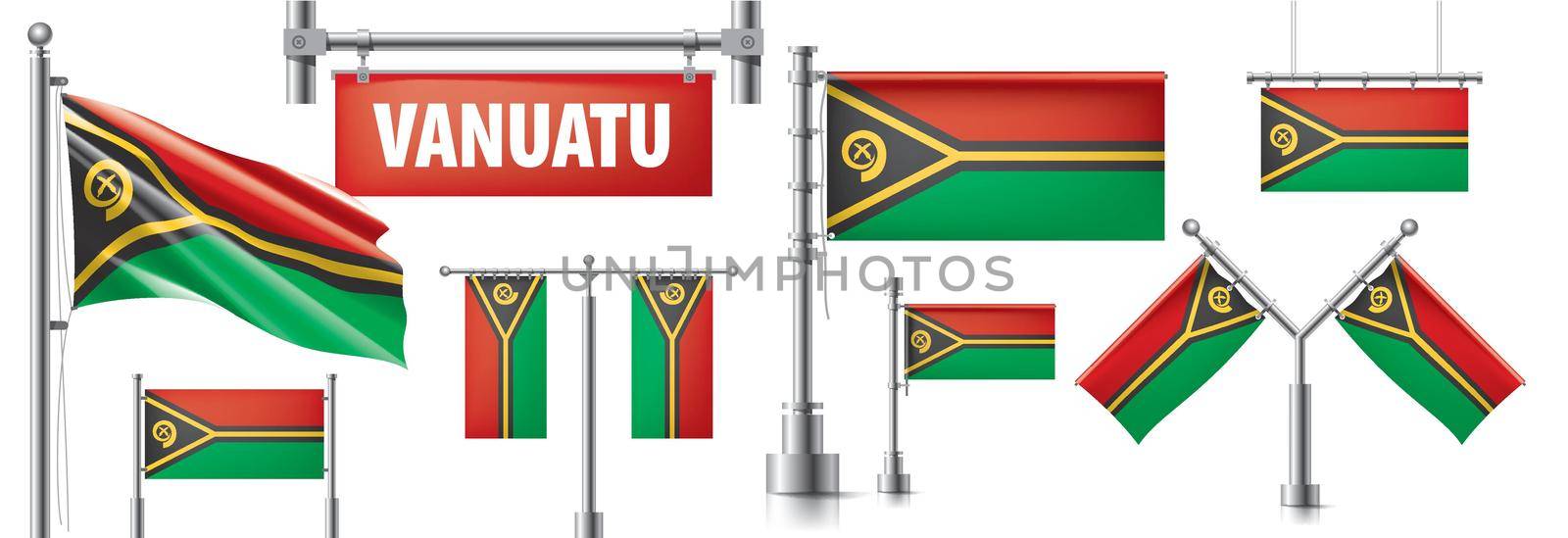 Vector set of the national flag of Vanuatu in various creative designs.