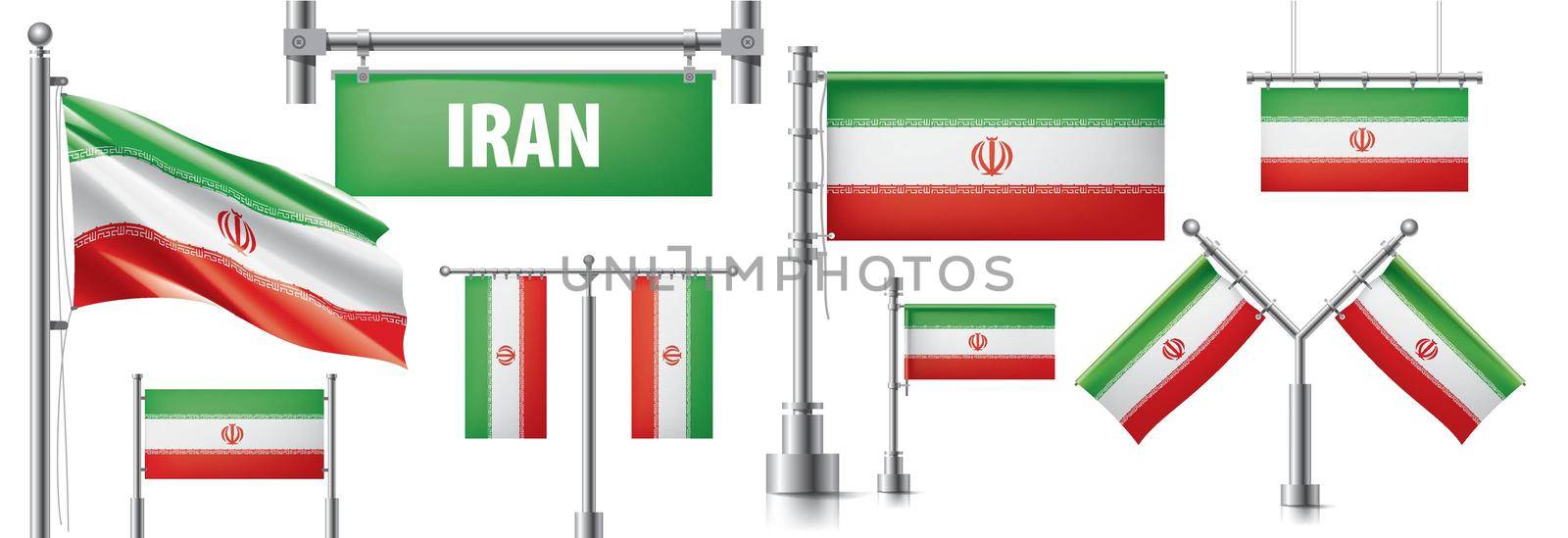 Vector set of the national flag of Iran in various creative designs.