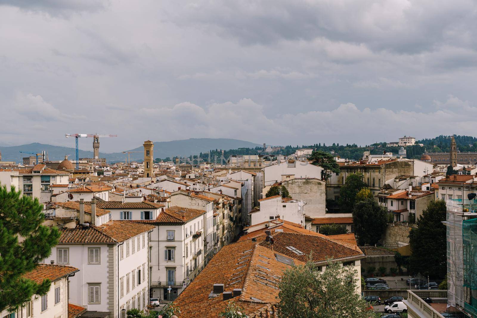 Cityscape view of Florence, Italy, on dome of the Palazzo Vecchio
