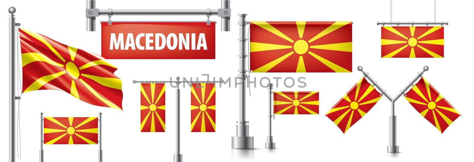 Vector set of the national flag of Macedonia in various creative designs by butenkow