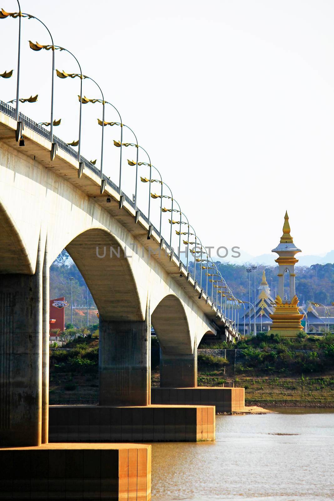 Large concrete bridge used to traverse the Mekong River. Nakhon Phanom Province to Laos