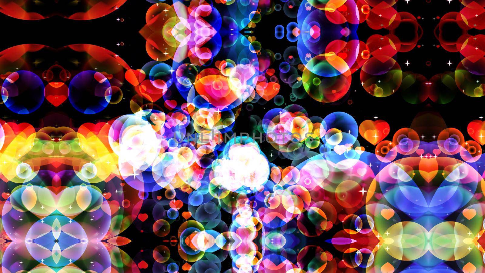 reflection dark abstract dimension rainbow bubbles with dancing hearts floating by Darkfox