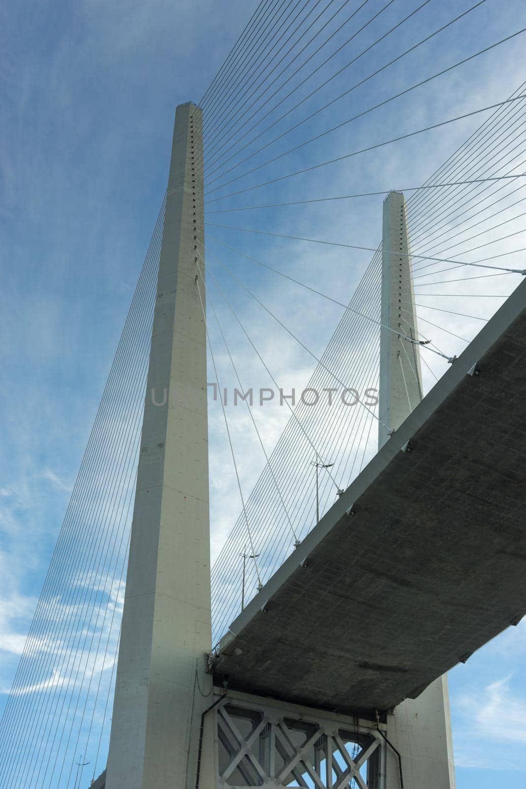 Vladivostok, Russia. City landscape with views of the base of the Golden bridge.