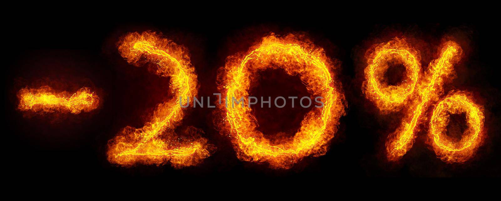-20 percent created by fire flame on black background